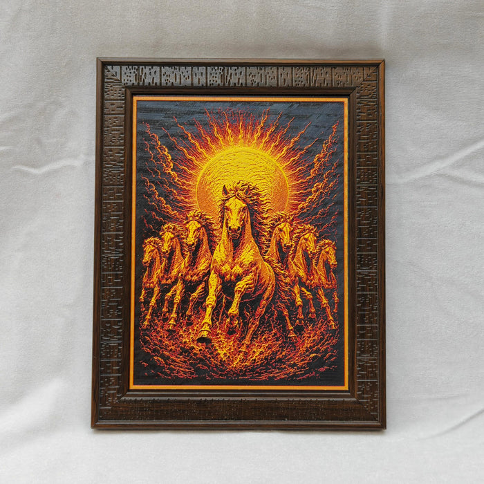 Seven Horses Hue-Forge Painting for Vastu