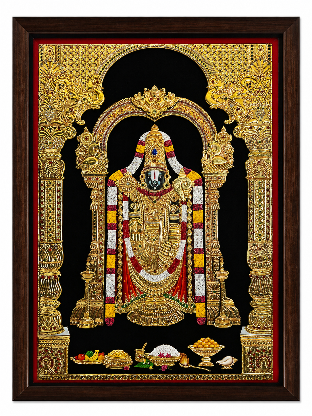 Tanjore gold painting of Tirupati Balaji Venkateswara — handmade devotional art by Army Bhanderi, KalaaDhara