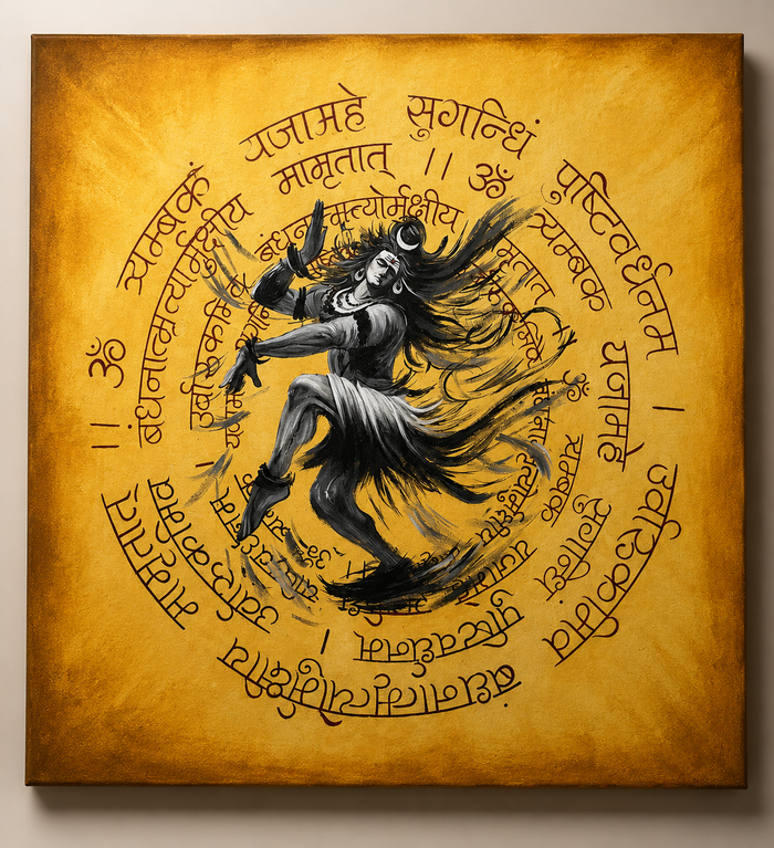 Mahadev Lord Shiva oil painting on canvas — handmade wall art by Army Bhanderi, KalaaDhara
